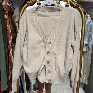 Women's Cream Cardigan Lounge set